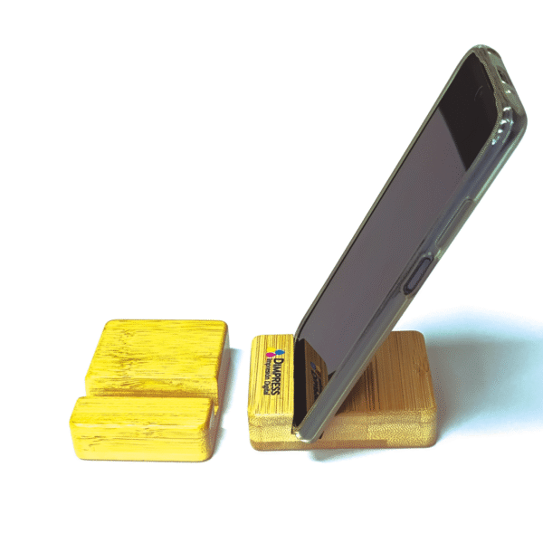 Soporte para celular de bamboo personalizado