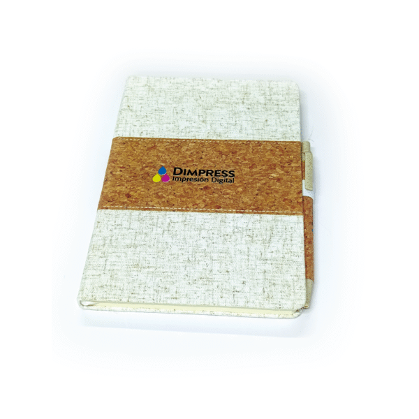 Cuaderno de lino y corcho personalizado